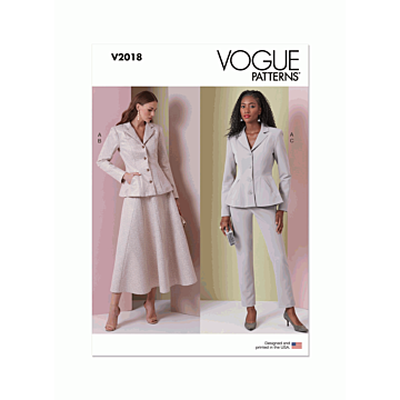 Vogue Sewing Pattern V2018 (D5) Misses' Jacket, Skirt and Pants  4-6-8-10-12